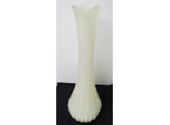 Rather Unusual MCM Milky Almond Color Swung Glass Or Stretch Glass Vase W/Polished Base