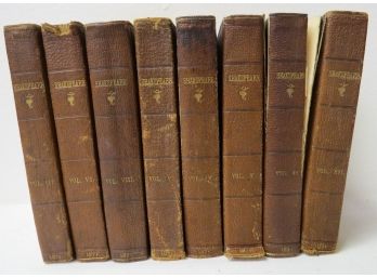 8 Volumes Leather Bound Shakespeare Published 1871