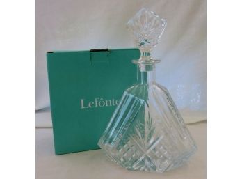 LeFonte Irish Cut Triangular Glass Whiskey Decanter With Stopper -New In Box