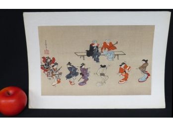 Japanese Woodblock Late 19th/early 20th Century - 'Fete Day Dance' Hanabusa Icho Artist