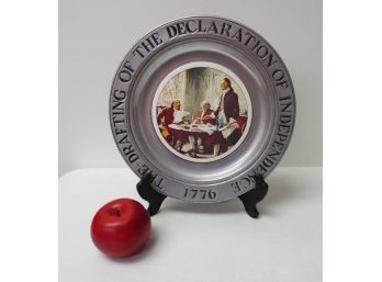 Wilton Pewter 1976 Bicentennial Commemorative Plate Declaration Of Independence Signing.