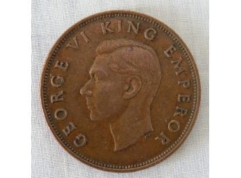 1943 New Zealand Bronze Penny Coin