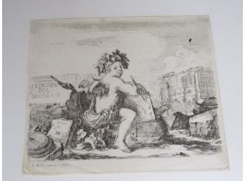 Stefano Della Bella (1610-1664) Etching C.1830's Title Plate 'I Principri' Del Disegno'