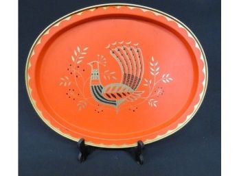 Mid-century Folk Art Tole Paint Style Tray - Very Georges Briard Style