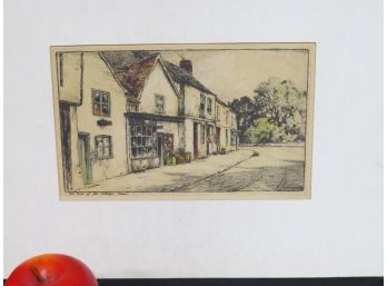 Hand Colored Etching Titled - 'The End Of The Village Street' - Possibly Featherstone Robson Of England