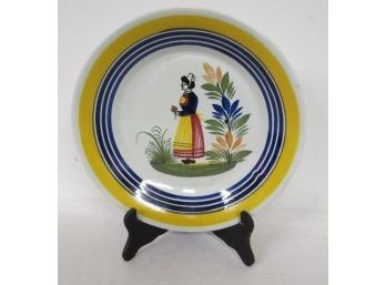 Brightly Colored Henriot Quimper Blue & Yellows Plate Or Bowl