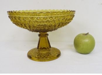 Central Glass Co. No. 875 Amber Zephyr Or Diamond & Block Compote C.1885