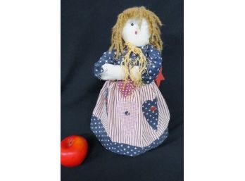 Folk Art Country Doll Doorstop - Weighted Bottom