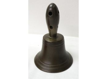 An Awesome Solid Brass Schoolmaster's Or Teacher's Hand Held Bell - Rings Beautifully