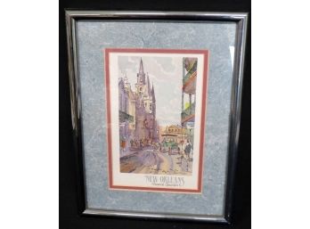 John McCann Artis Signed Pen & Ink Style Print Of New Orleans, LA French Quarter, Nice Colors/frame