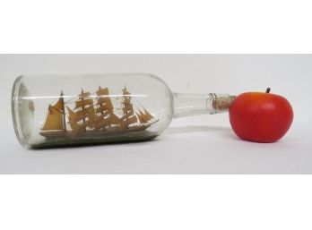 Authentic C.1932 Ship In A Bottle Model - Set Inside A Quart Whiskey Of The Era, Such Detail