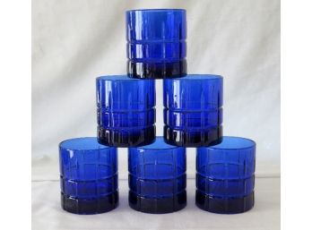 Set Of 6 Cobalt Blue Anchor Hocking 8 Oz. Glass Tumblers