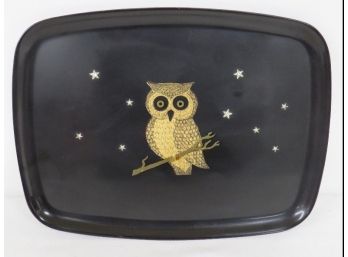 Mid-Century Monterey California Couroc Giftware Owl Platter 1960's Era - Really Nice Inset Stars