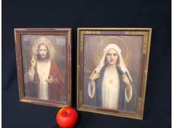 Turn Of Century Framed Prints Of Jesus & Mary