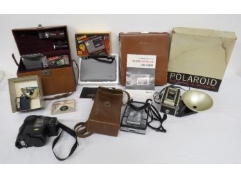 Collection Of Vintage Camera's Many Different Polaroids & Kodak's All 1940's-80's Era