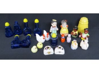 Collection Of Early Novelty Salt & Pepper Shakers Including Black Americana, Art Deco Shakers, Etc.