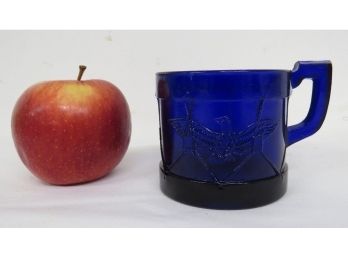 Cobalt Blue Glass Childs Eagle & Drum Drinking Cup/mug - Super Color!