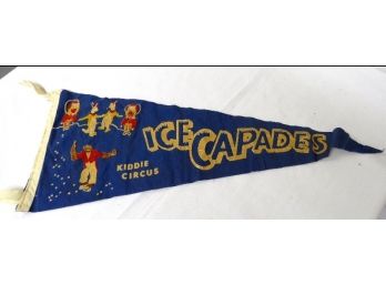 Vintage Ice Capades Kiddie Circus Pennant 1950's? Almost 3 Foot Long!