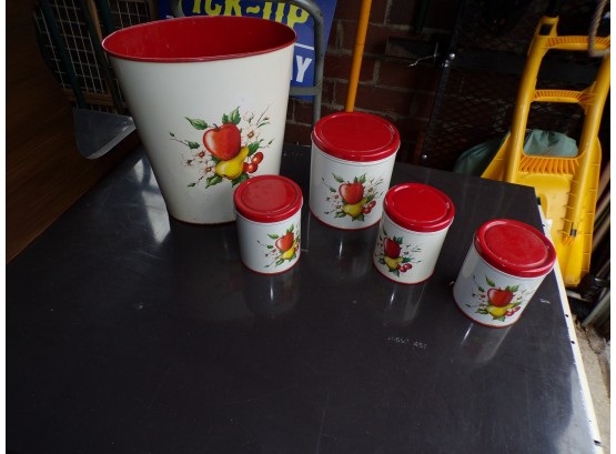 Lot Of Decorated Canisters