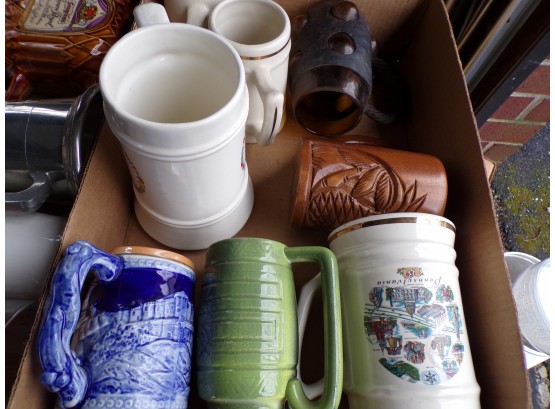 Large Lot 15 Beer Mugs And Pitchers