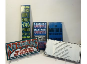 Lot Of 5 Funny Wood Signs