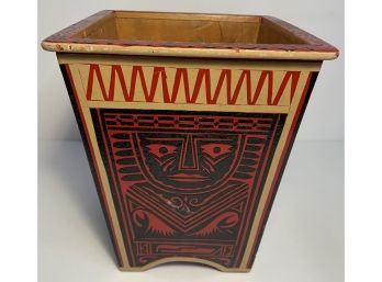 Unique Vintage Mask Wooden Basket