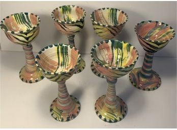 Florida BSW Pottery Goblets : Lot Of 6