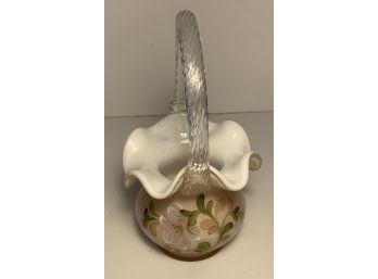 Fenton Glass Handpainted Flower Basket