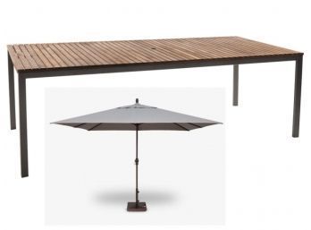 Jensen Outdoor Ipe Table AND Umbrella