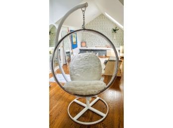 Fabulous Bubble Chair With Stand With Faux Fur Cushions