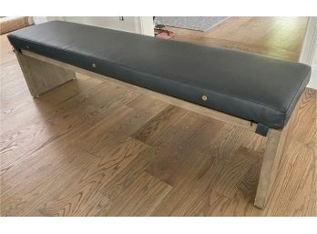Leather Covered Reclaimed Wood Bench