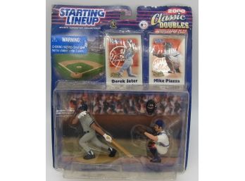 Starting Line Up Derek Jeter, Mike Piazza Action Figure And Trading Cards