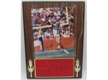 Joe Montana San Fransisco 49ers Quarterback Signed Picture In Wood Plaque