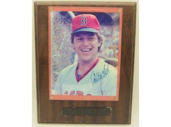 Boston Red Sox Catcher Carlton Fisk Signed Photo In Wood Plaque