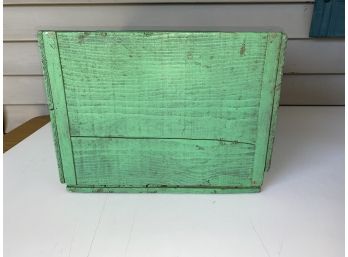 Vintage Green Painted Wood Divided Fruit Box. Mt. Konocti American Indian Label.