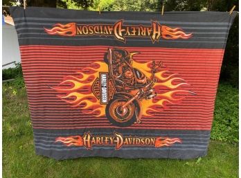 Harley Davidson Motorcycle Comforter, Sheet, Fitted Sheet And Pillow Case For Twin Bed. Freshly Laundered.