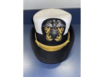 United States Navy Woman's Officers Dress Service Bucket Hat With Eagle Cap Badge.