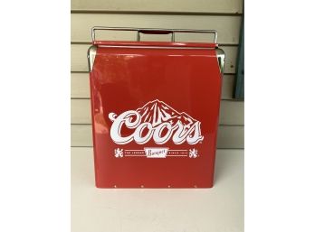 COORS Beer Metal Retro Old School Cooler With Bottle Opener On Side. In Excellent Condition.