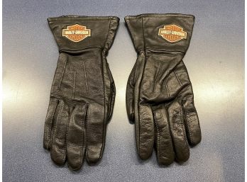 Harley Davidson Motorcycle Men's Small Black Leather Riding Gloves.  Like New.