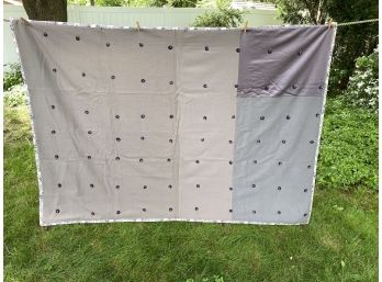 Wonderful Vintage Hand Made Wool Quilt. Purple Circles Front. Purple Flowers Violets On Back.