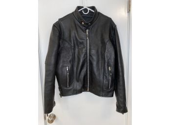 Top Quality Thick Black Pebble Leather Motorcycle Jacket With YKK Zippers. Mens XL/Extra Large.
