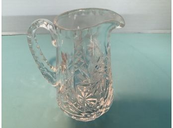 Vintage Clear Etched Glass Creamer -  5 1/2 Inches In Height