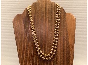 Vintage  Double Strand Gold Tone Simulated Pearl Necklace