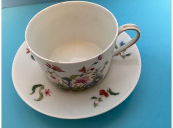 Vintage Royal Limoges White Floral Coffee Mug And Saucer Set