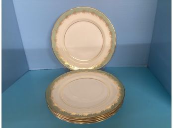 Vintage Set Of Five (5) Aynsley Bone China Dinner Plates (10 1/3 Inches In Diameter) Gently Used