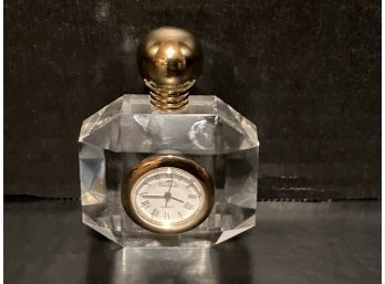 Vintage Badash Crystal Perfume Bottle Quartz Clock (Needs Battery)