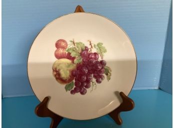 Vintage West Germany Fruit Cabinet Plate Pierced For Hanging  (10 1/3  Inches In Diameter