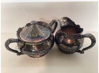 Reed And Barton Vintage Silver Plated Creamer And Covered Sugar  (Will Need Cleaning)