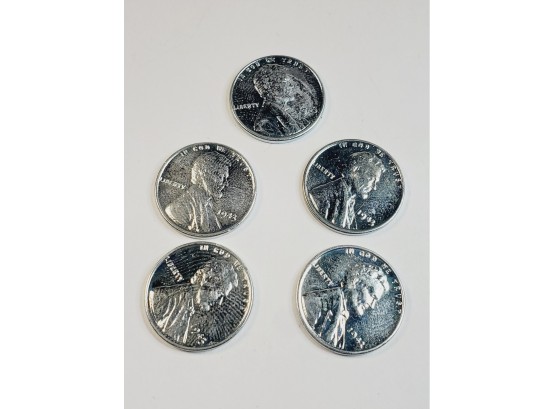 1943 World  War II Replacement (five) Steel Cents