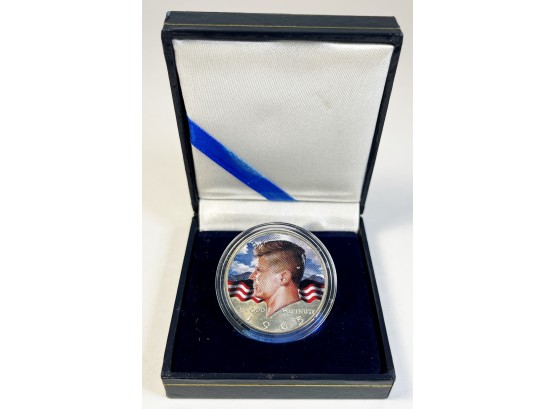 1965 Kennedy Silver Half Dollar Colorized In Display Case